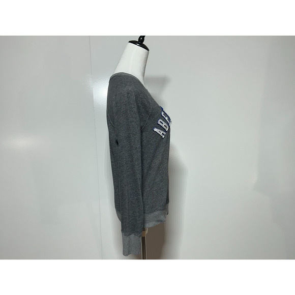 Abercrombie & Fitch Y2K Sweatshirt Womens Medium Gray Raised Logo New York - Picture 4 of 11